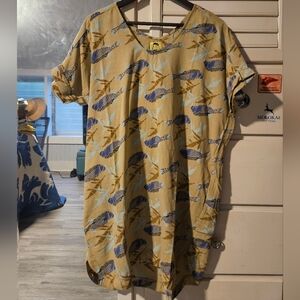 KEALOPIKO KIMONO DRESS - SIZE SMALL - MOA PRINT - SAND COLOR
